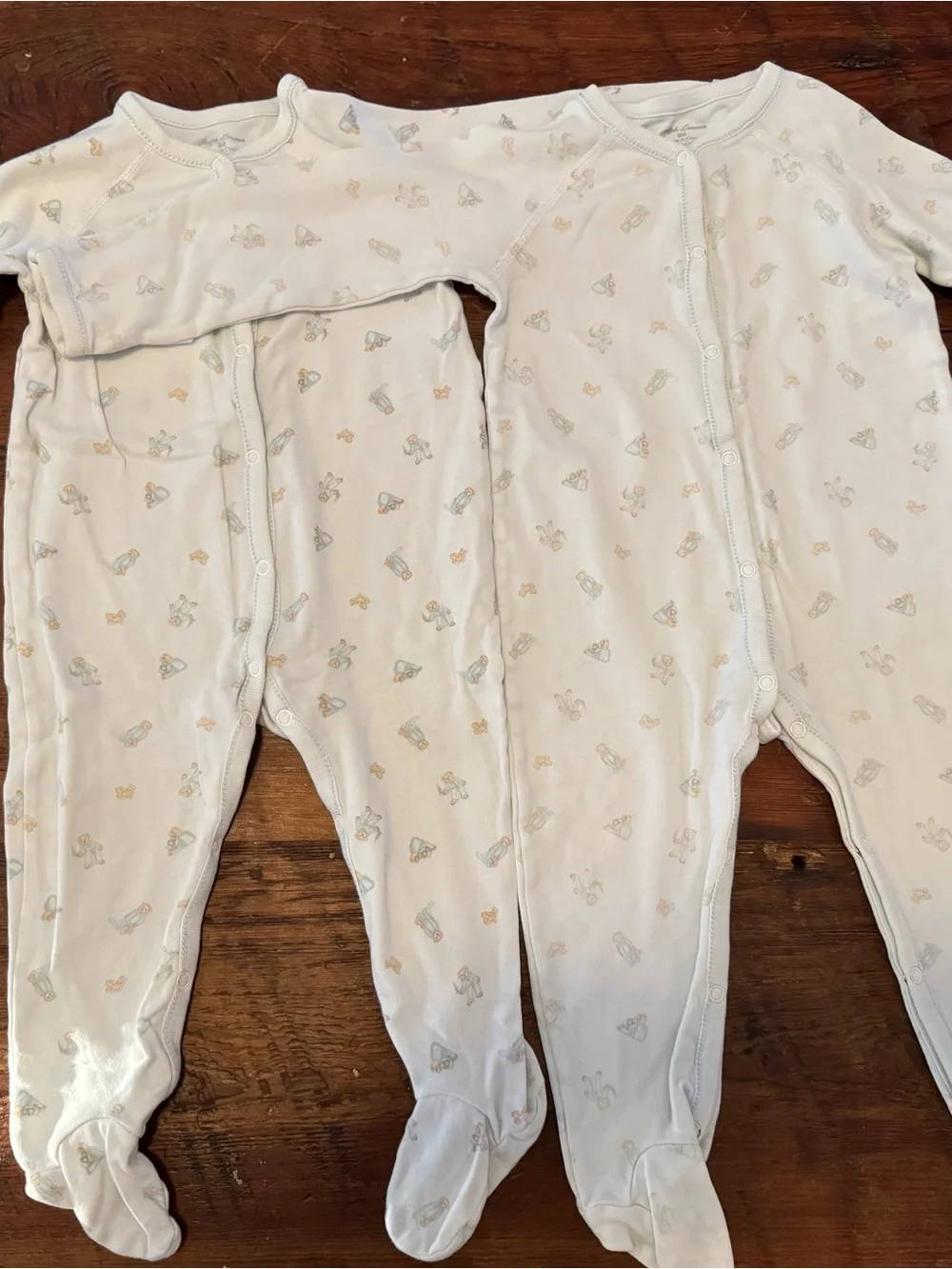 Ralph Lauren Off-White Footed One-Piece with Pastel Animal Print